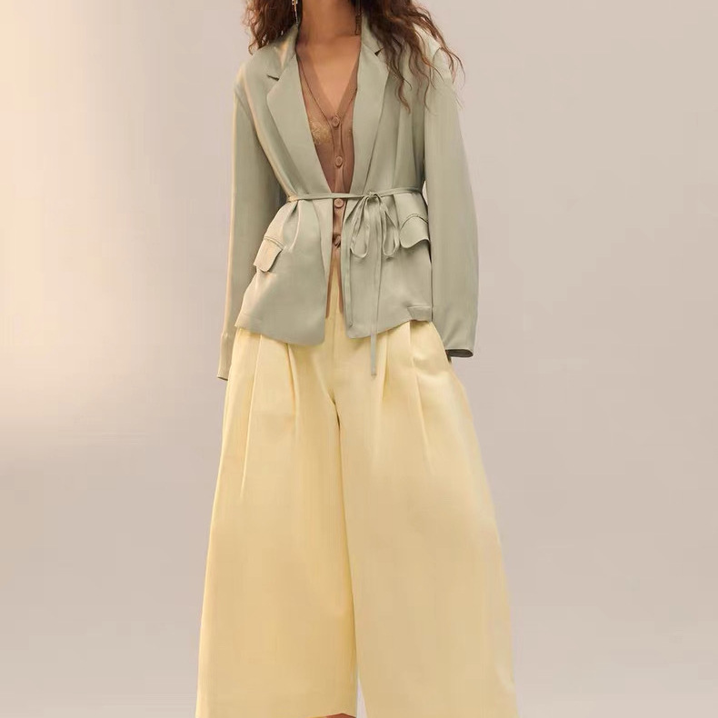 Womens Versatile Lace-up Waist-cinching Casual Jacket