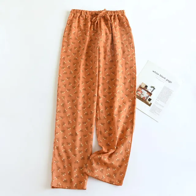 New Pure Cotton Double layer Gauze Women's Pajama Pants Orange - Shop at LoveMi