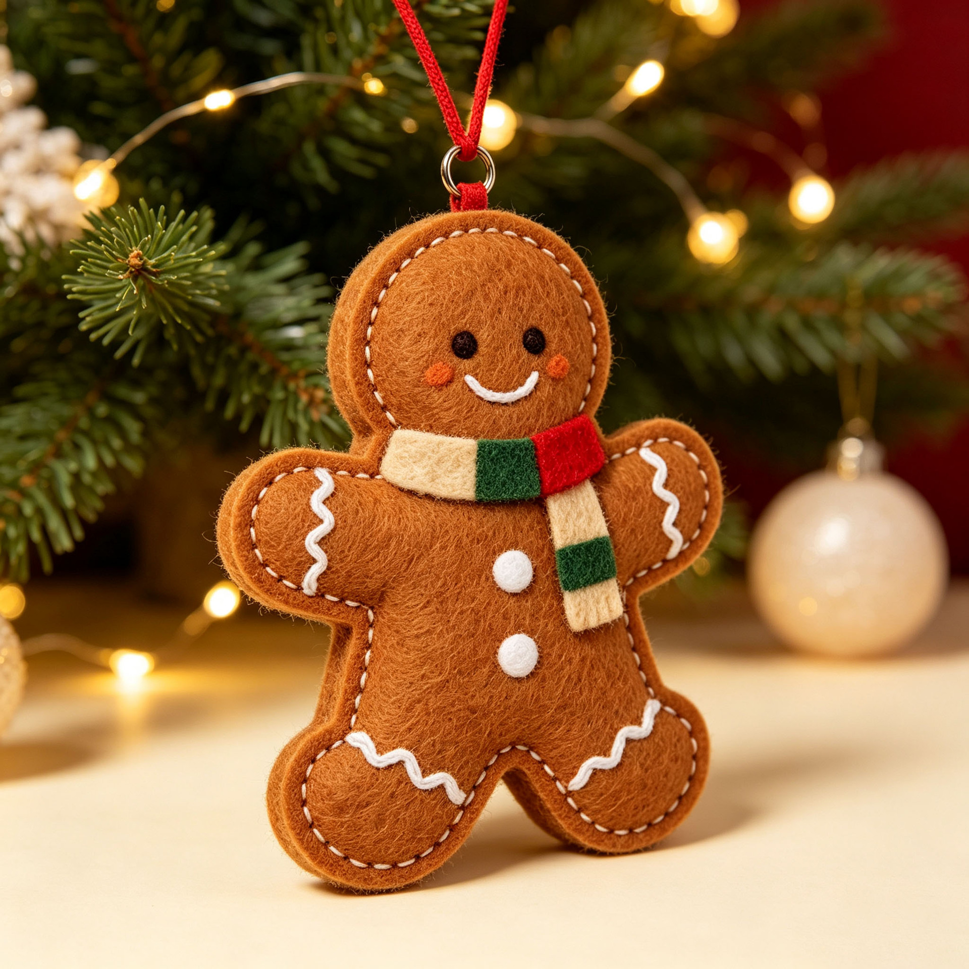 Christmas felt embroidered gingerbread man ornament