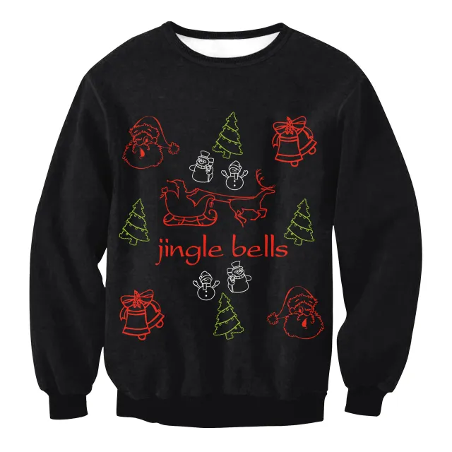 Women's Santa Claus Elk Long Sleeve Round Neck Loose Sweatshirt Swys006 M - Shop at LoveMi