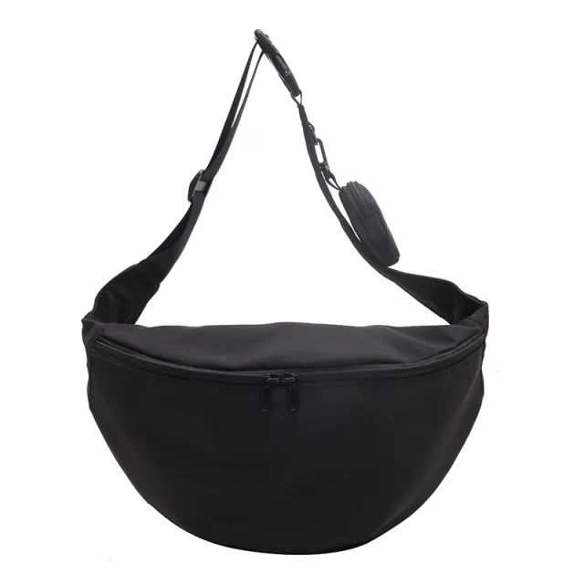 One shoulder Crossbody Nylon Waist Bag Street Fashion Retro Black - Shop at LoveMi