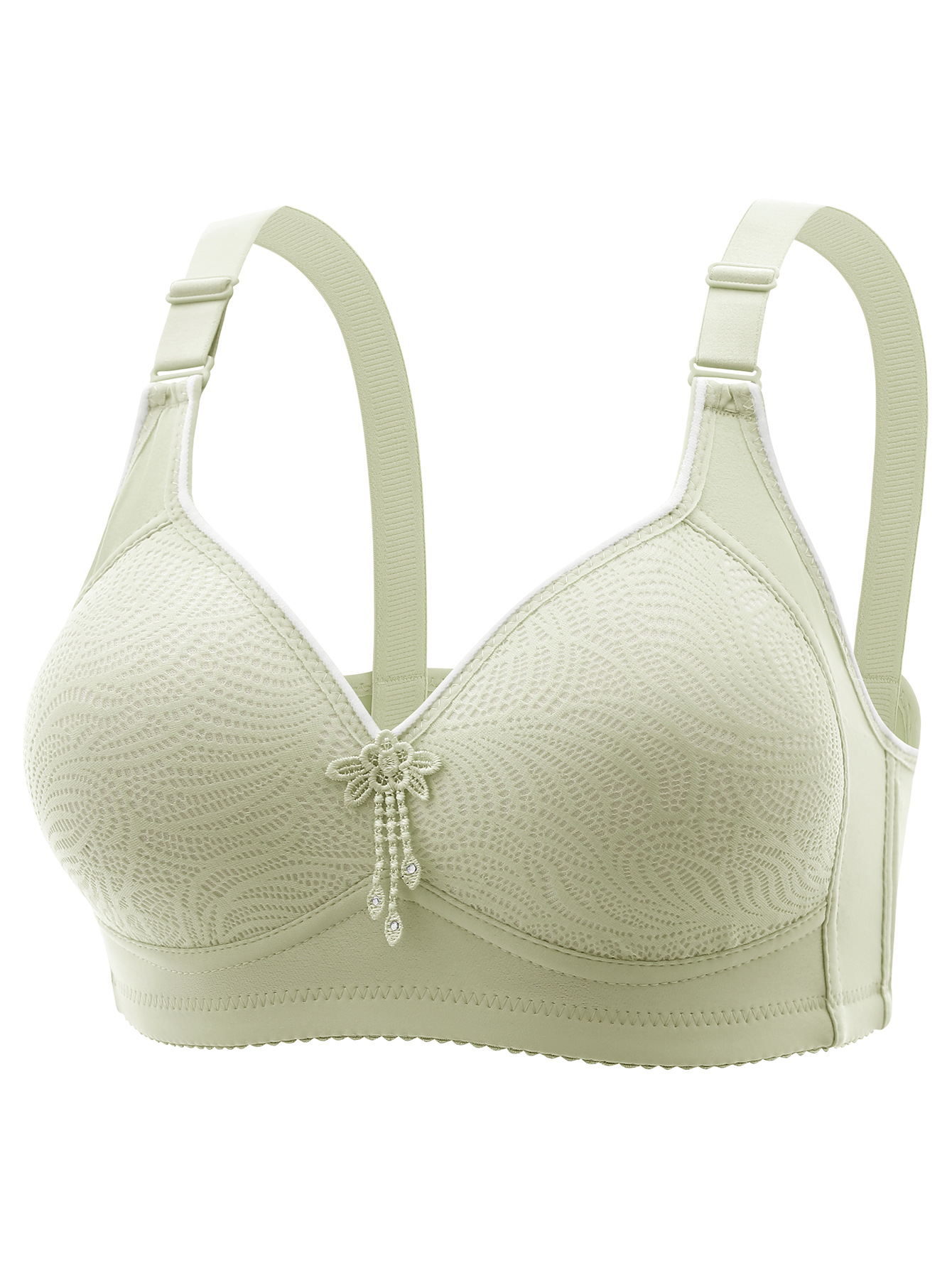 Lace Floral-patterned Wireless Bra With Four-row Three-hook Closure And Padded Cups 4