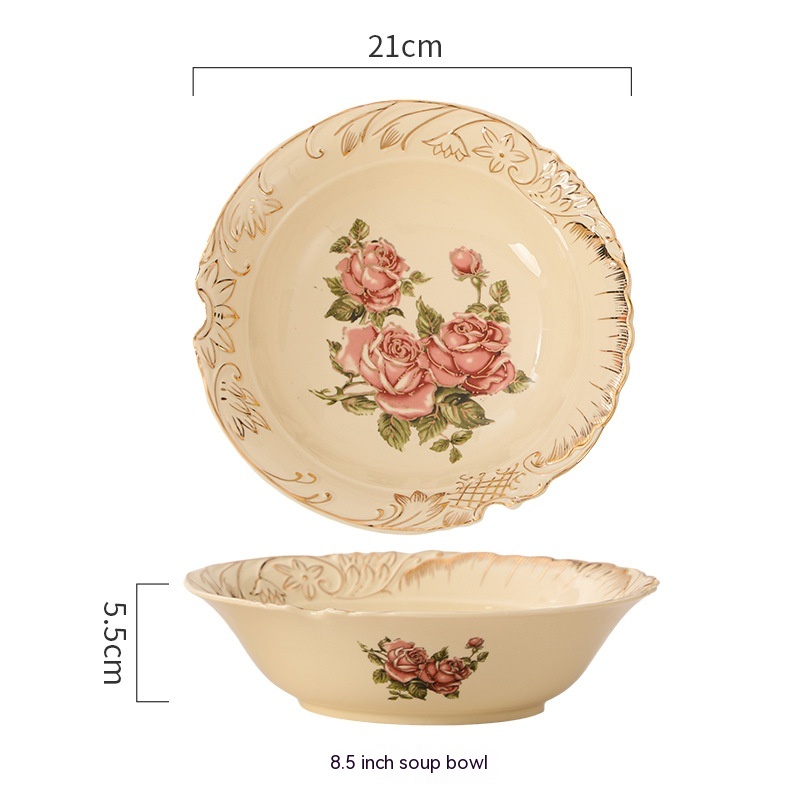 Golden Rose Beige Soup Bowl