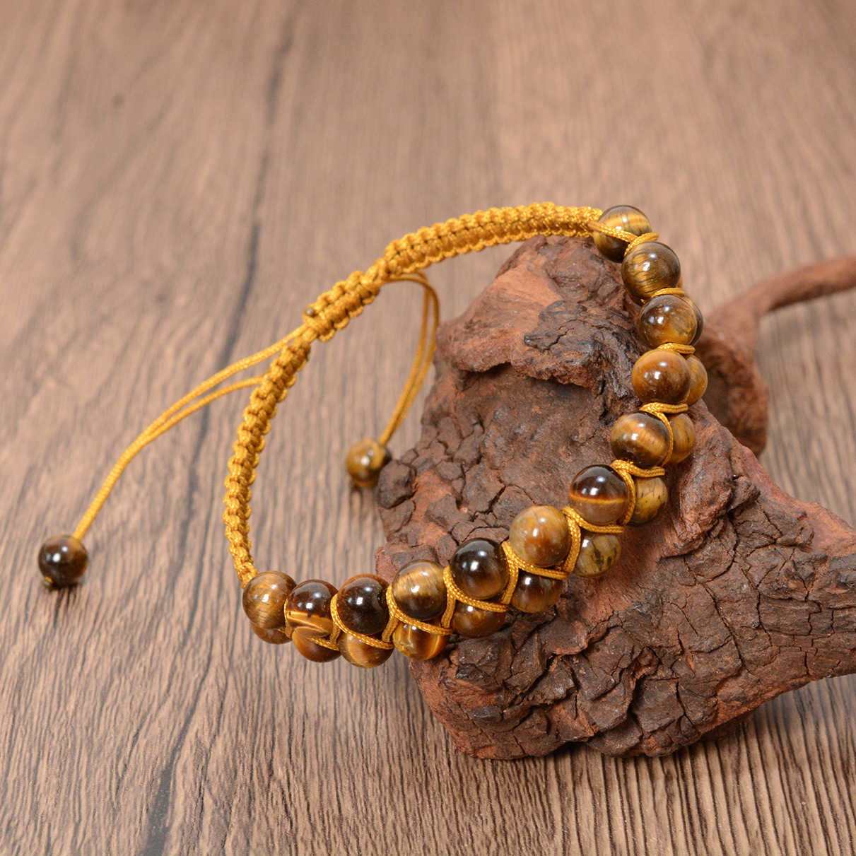 Tigereye Hand-woven Double Layer Ball Bracelet