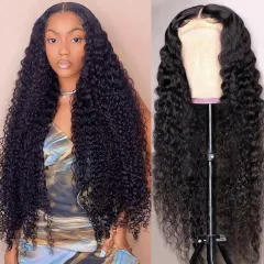 Black Wig Head Cover Fluffy Long Curly Hair Mid-split Full Top Pullover - Black - View 1