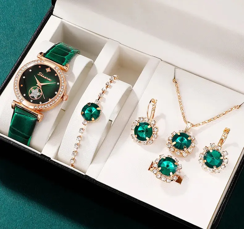 Green Belt Ear Stud Necklace Bracelet Ring