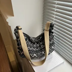 Ethnic Style Tassel Shoulder Bag Large Capacity Totes - Black - View 1