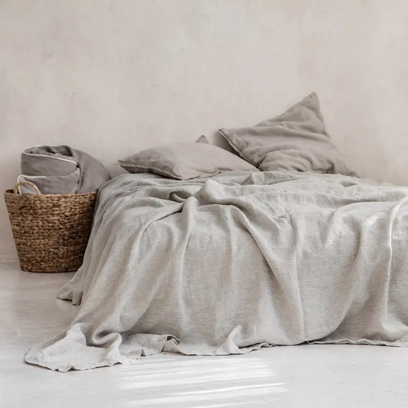 Simple Plain Linen Solid Color Single Double