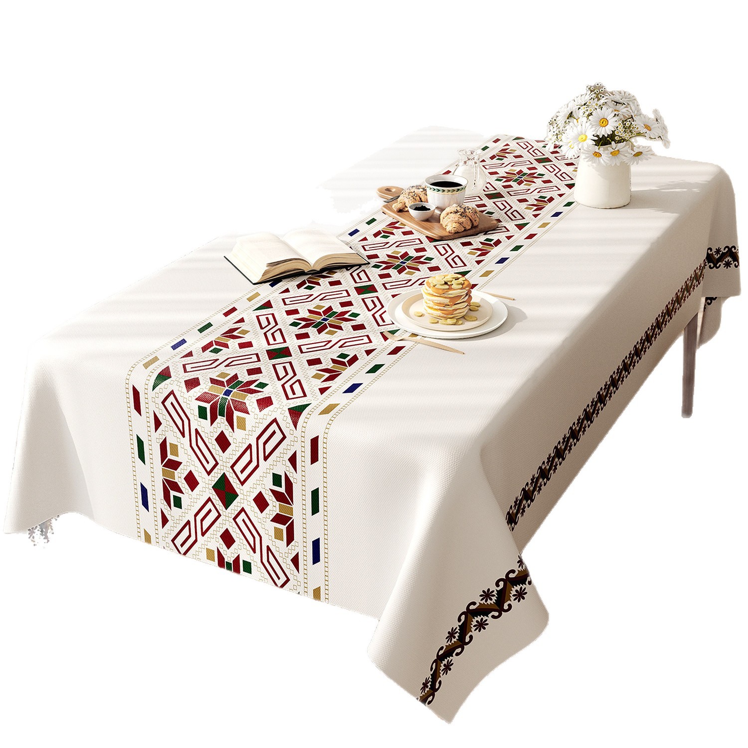 No-wash, Waterproof, Oil-resistant, Ethnic-style Fabric Tablecloth — foto 6