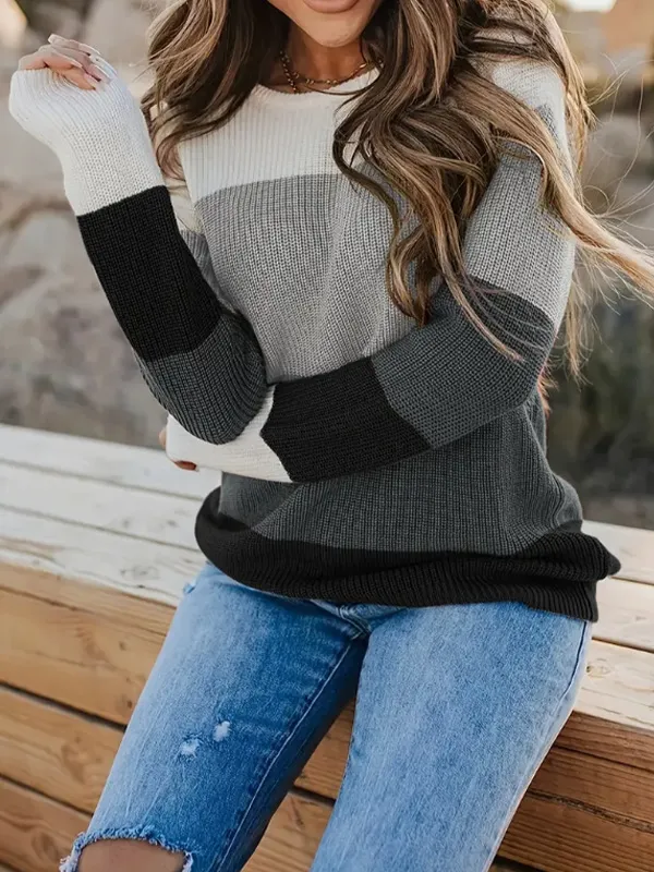Autumn Winter Women's Fashion Round Neck Multi color Sweater Dark Gray - Shop at LoveMi