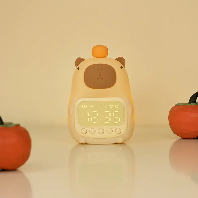 Silica Gel Alarm Clock Small Night Lamp Rechargeable Dimming Night Light