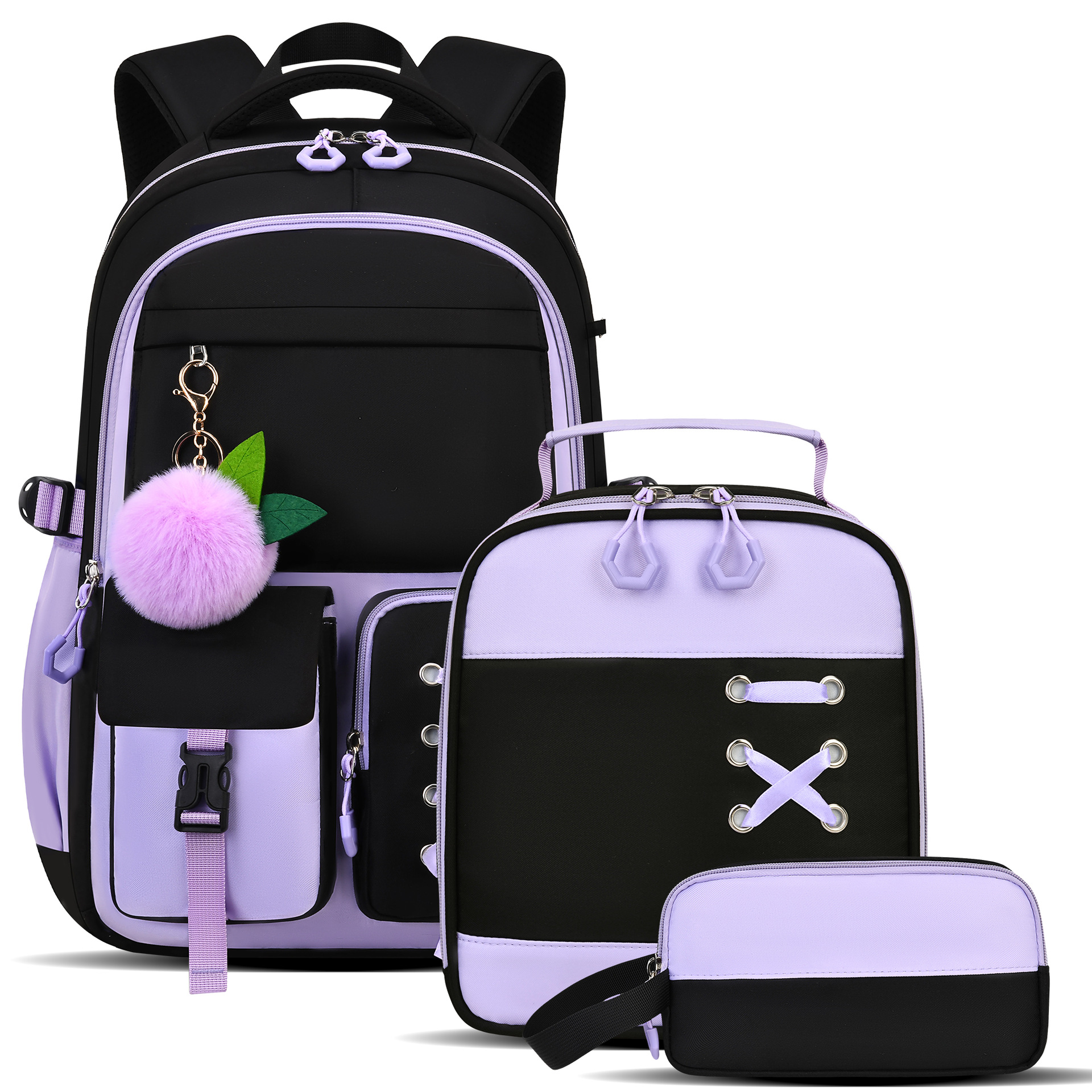 Large-capacity Backpack Three-piece School Bag Set 2