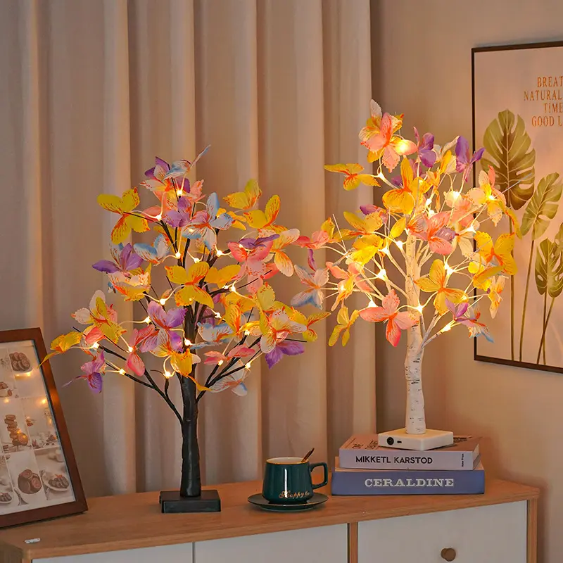 LED Colorful Butterfly Birch Tree Light Christmas-themed