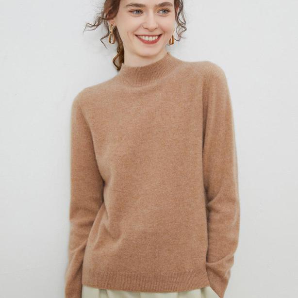 Half-high-neck Solid-color Loose-fit Pullover Knit Sweater