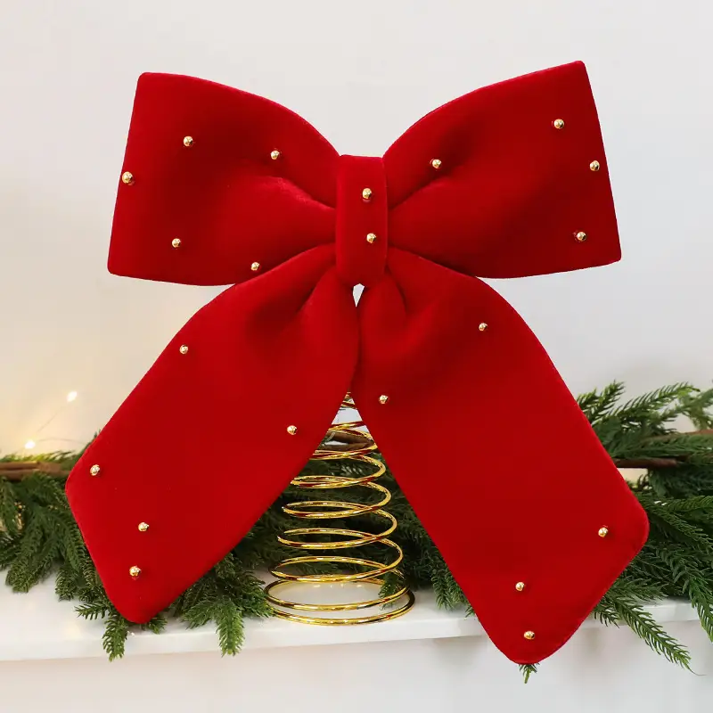 Wine Red Flannel Tree-top Star Christmas Tree Decoration Ornaments