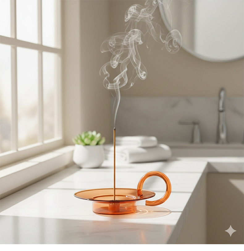 Orange Glass Tray Incense Burner
