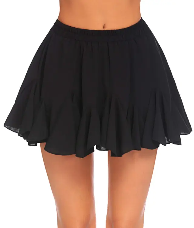 European And American Bohemian Sports Holiday Floral Casual Ruffled Mini Skirt Black - Shop at LoveMi