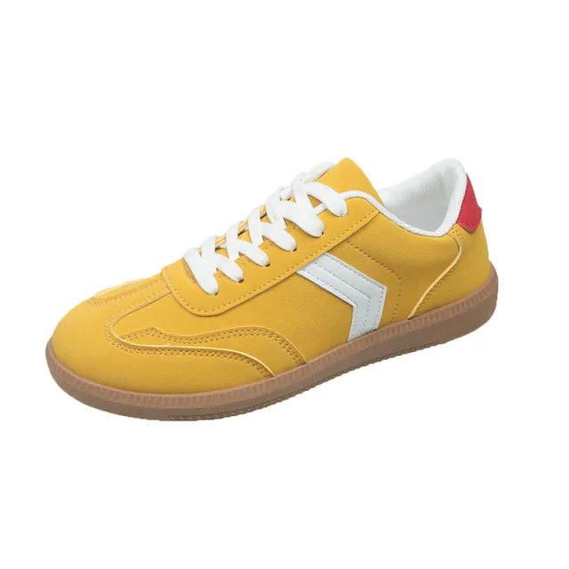 Women's Retro Colorblock Sneakers Flat Bottom Pumps Yellow - Shop at LoveMi
