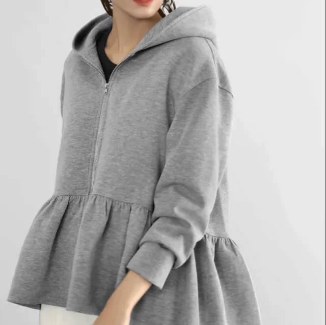 New Japanese And Korean Style Women's Hooded Sweatshirt Jacket Gray - Shop at LoveMi