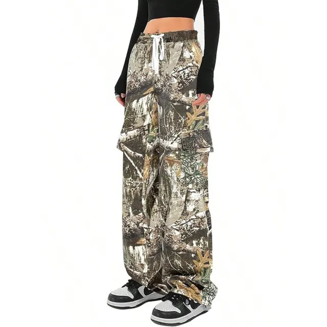 Women's Loose And Versatile Wide leg Athletic Pants Branch Pattern Xxl - Shop at LoveMi