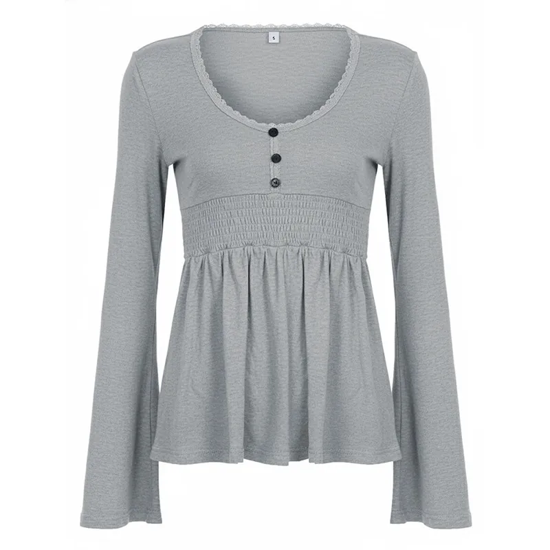 High-waisted Stretchy Loose-fitting Top Comfortable And Casual Women's Wear - Grey