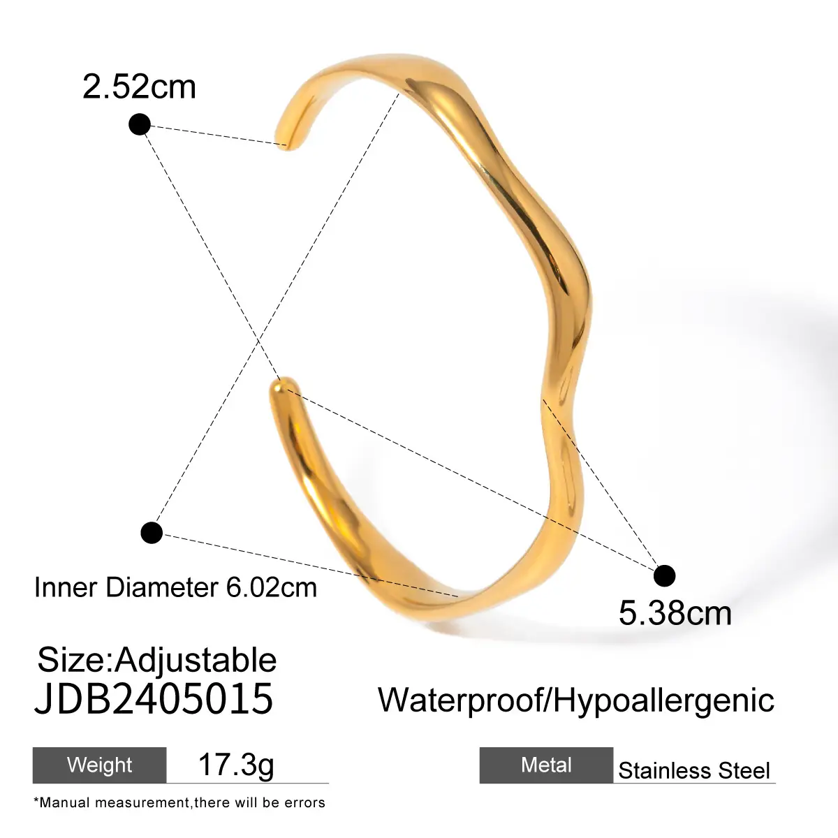 Simple And Irregular Titanium Steel Female Open-ended Bracelet