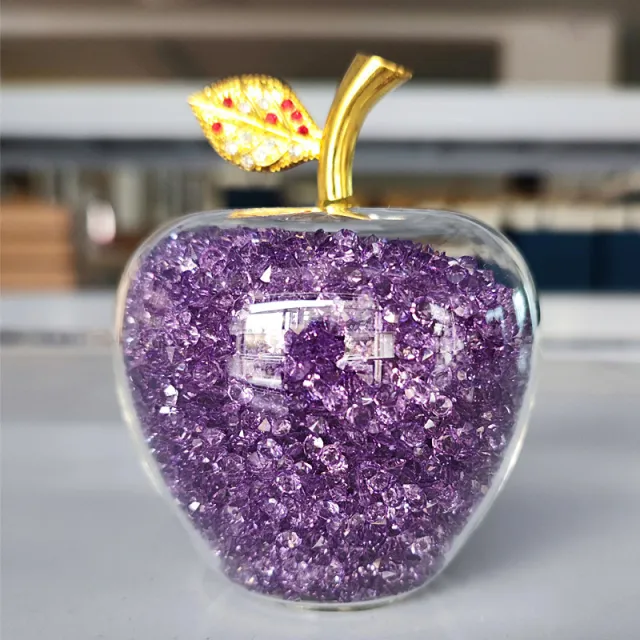 Christmas Eve Creative Gift Crystal Ornaments Purple Diamond Apple - Shop at LoveMi