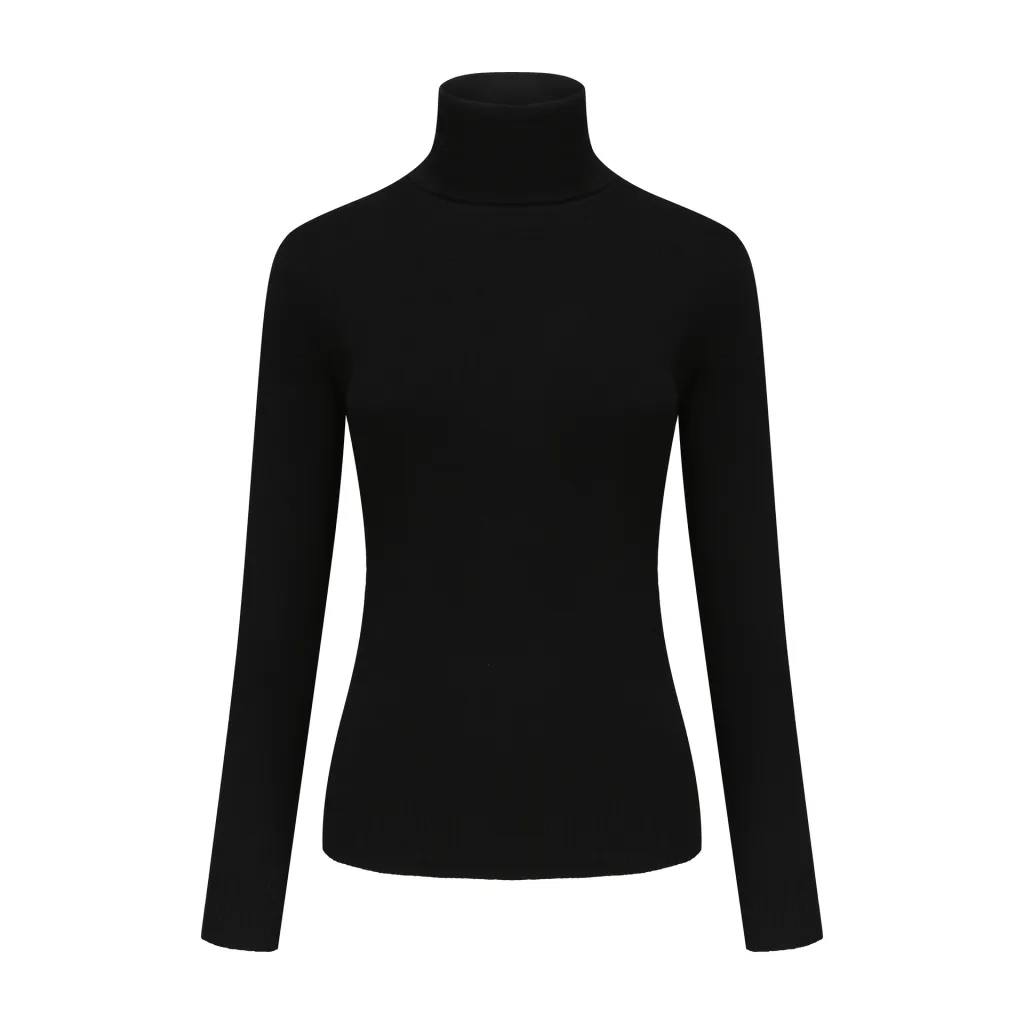 Women's Clothing High Neck Inner Wear Fashion Tops - B Black