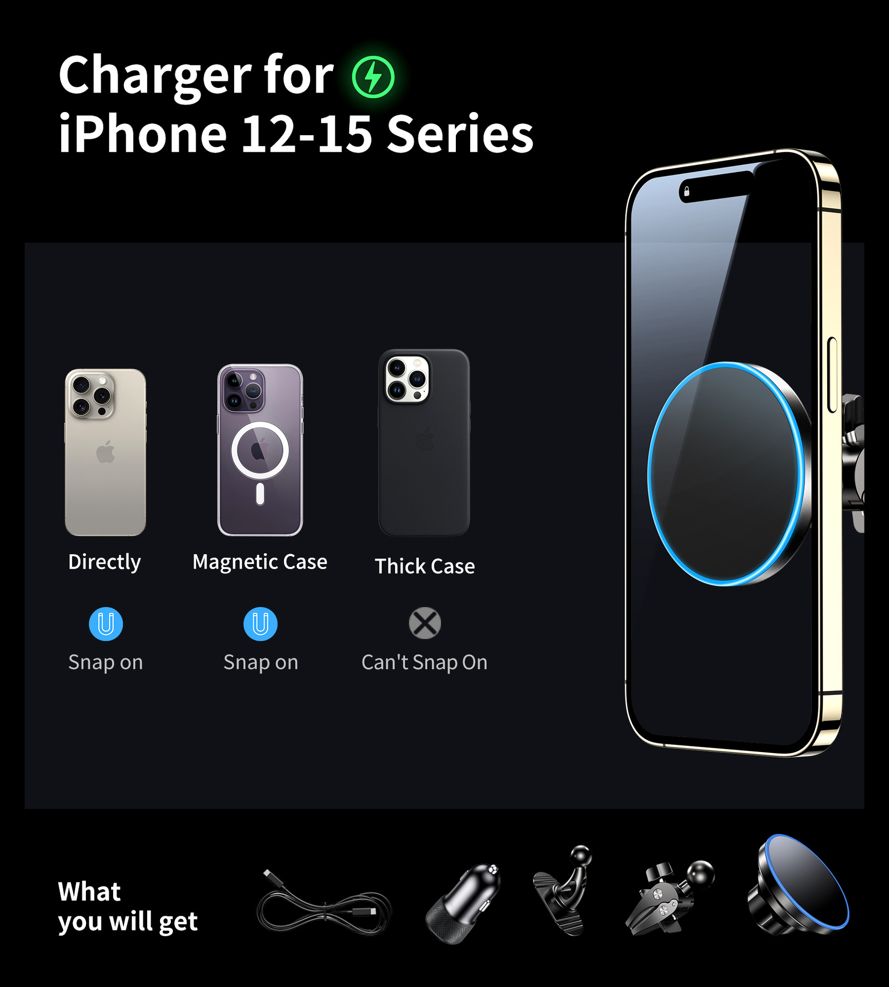15W Magnetic Mobile Phone Wireless Fast Charge Car Navigation Holder - Image 9