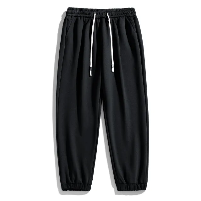 Solid Color Plus Size Round Neck Sweater Casual Pants Suit Pants Black - Shop at LoveMi