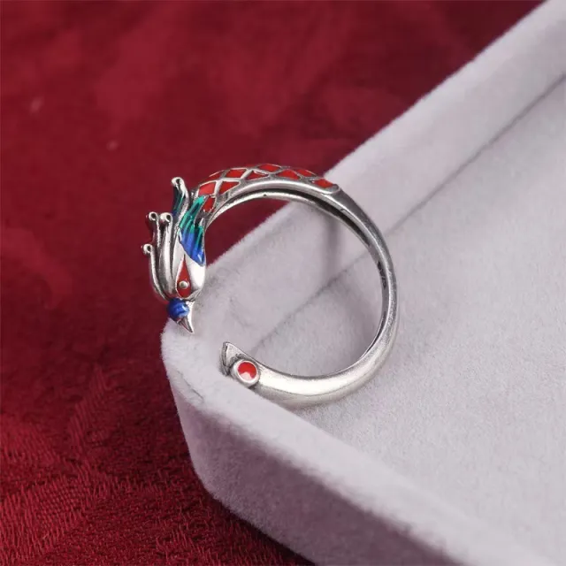 Couple Personality Stylish Opening Adjustable Index Enamel Dragon And Phoenix Ring Hr703 Enamel Phoenix Ring - Shop at LoveMi