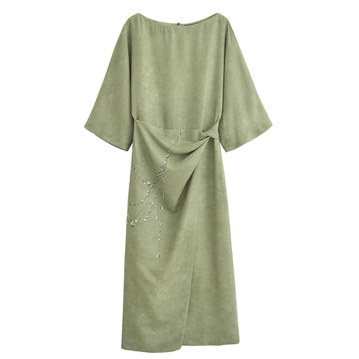 Spring New Chain Print Wide Collar Midi Skirt Dress