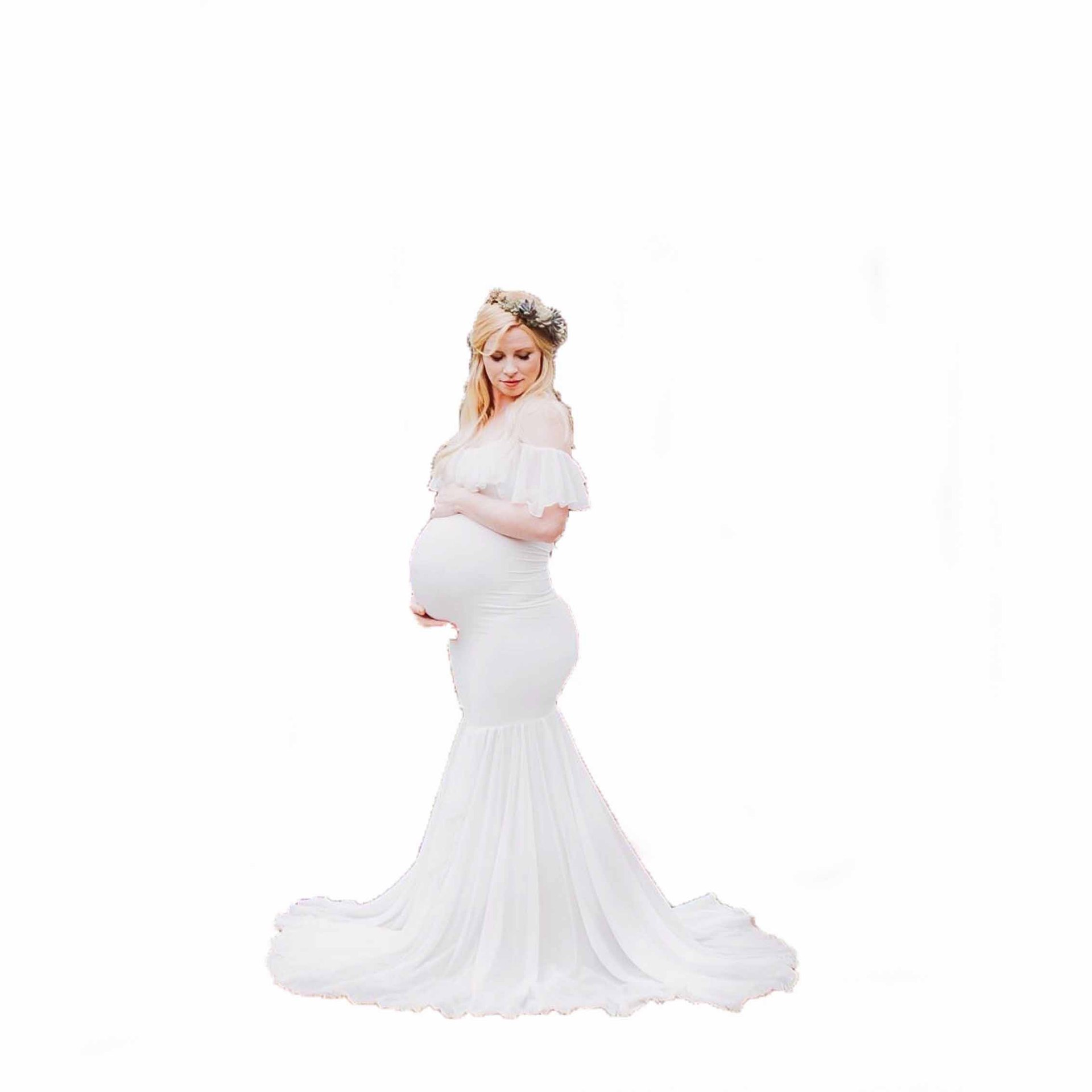 Women's Pregnant Women's Trailing Short Sleeve Dress