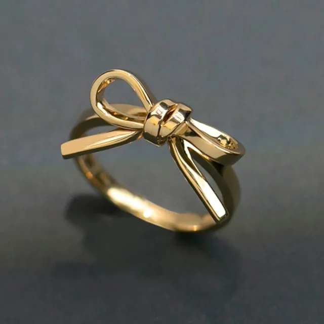 In stock Fashionable Personalized Bow knot Ring Gold - Shop at LoveMi