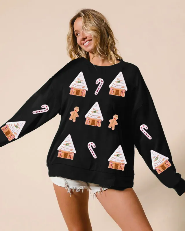 Autumn And Winter New European And American Christmas House Sequined Sweater Black - Shop at LoveMi
