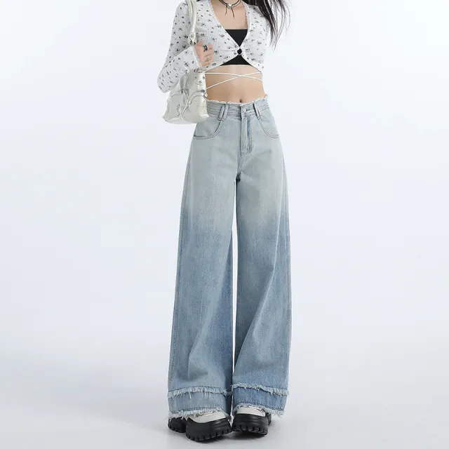 Women's Loose Slimming And All matching Trousers Light Blue Trousers - Shop at LoveMi