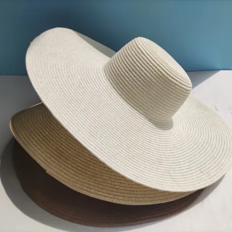 Light Board 14CM Big Brim Straw Hat Women's Sun-proof