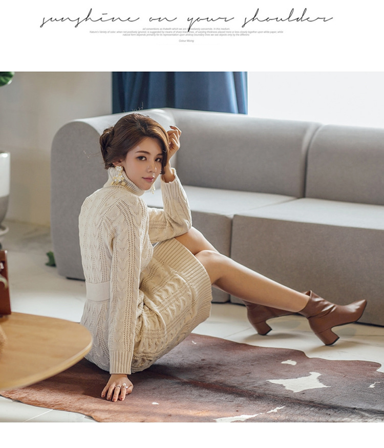 High-Collar Twist Lace-Up Sweater Dress, picture 8 of 8