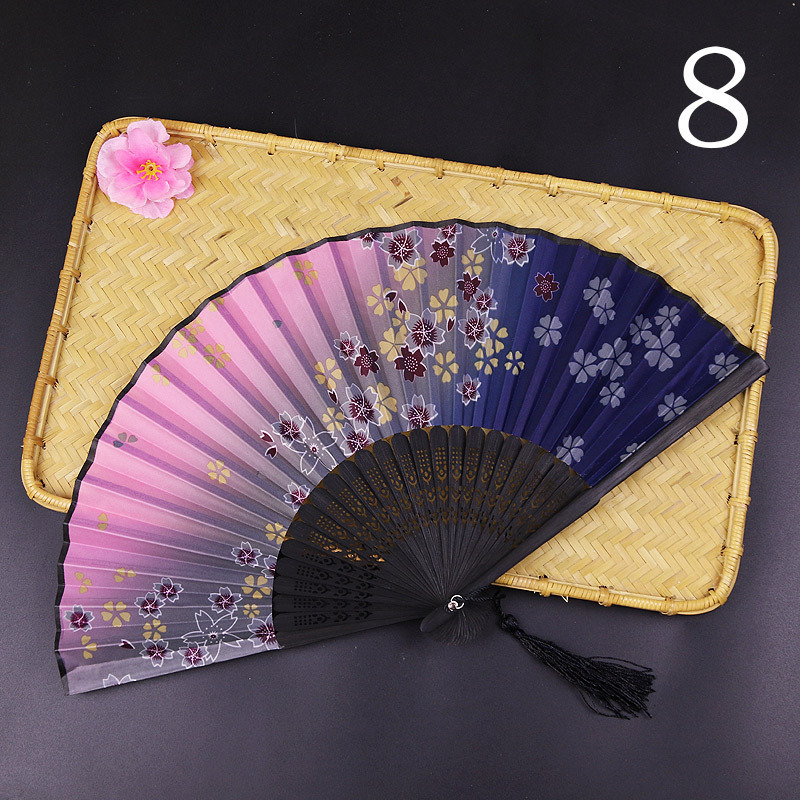 Archaic Folding Fan Summer Portable Chinese Style Dance Female Fan Bamboo Raw Silk Fan Japanese Style Fan