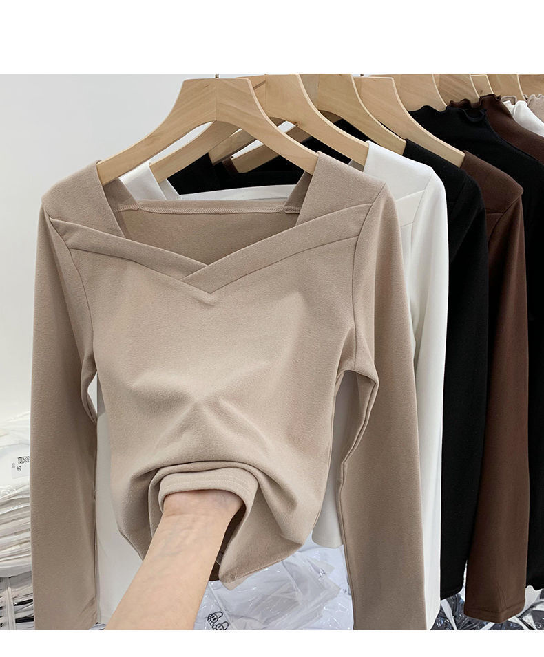 Women's Dralon Bottoming Shirt New Square Collar Irregular