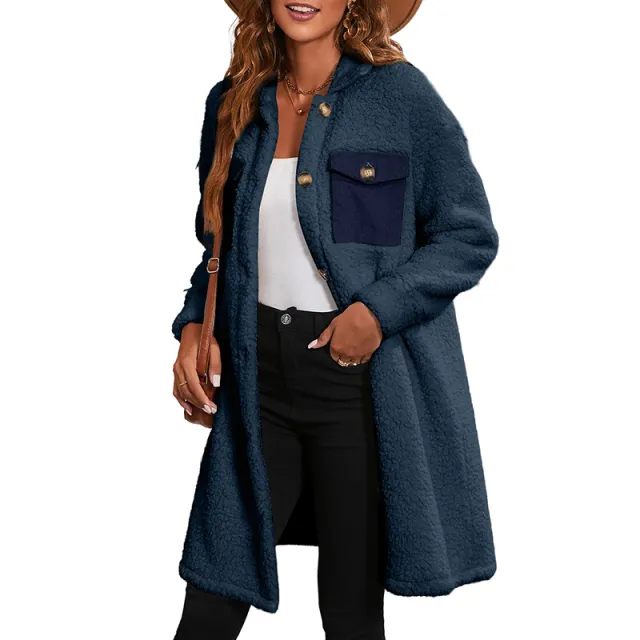 European And American Leisure Lambswool Warm Jacket For Women Blue - Shop at LoveMi