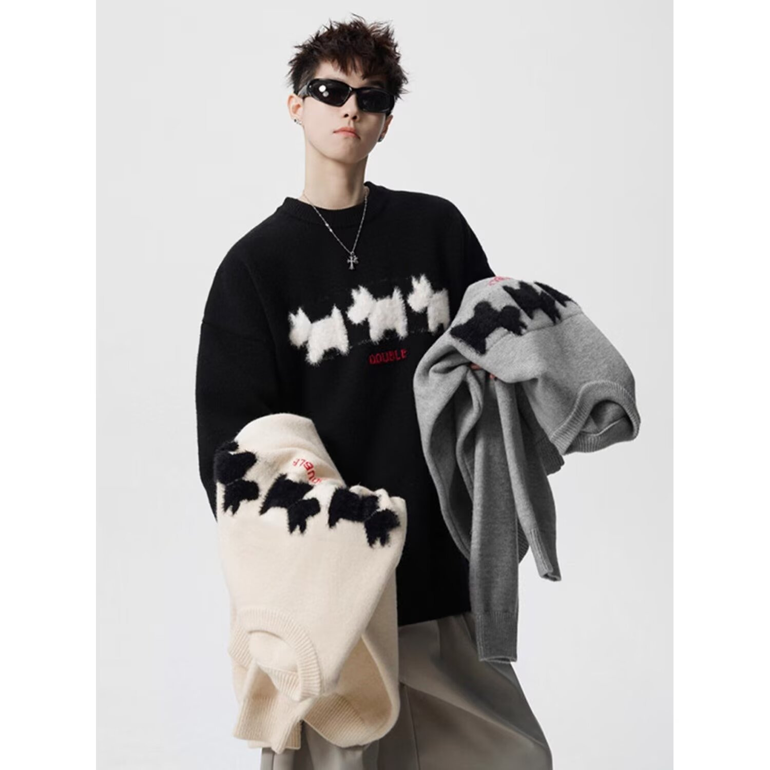 Casual Crew-neck Knit Sweater Loose-fitting And Versatile