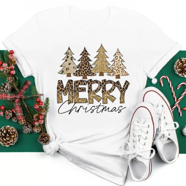New Year Christmas Plus Size Round Neck Short Sleeve T shirt Eg1464 - Shop at LoveMi