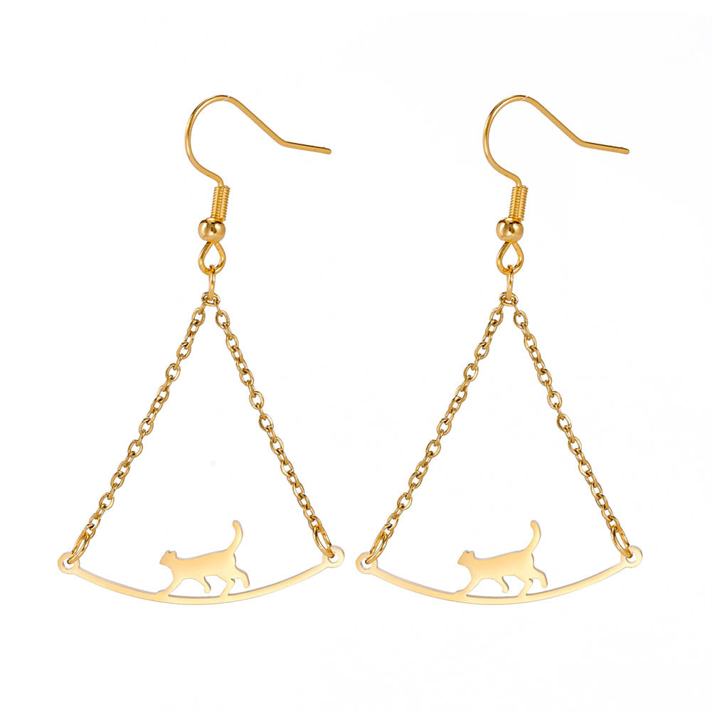Simple Rope Walking Cat Earrings