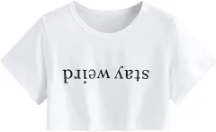Women's Cute Floral Print Short Navel T-shirt - White 02 - View 1