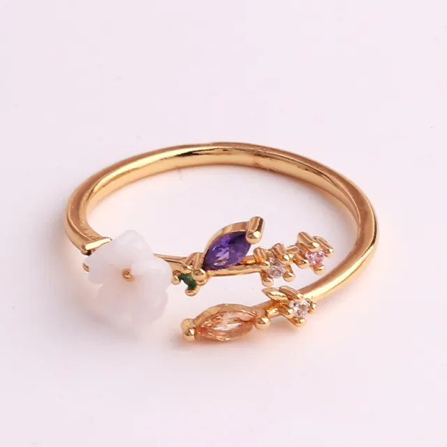 Copper Micro set Colored Zircon Heart shaped Ring For Women Style 4 - Shop at LoveMi