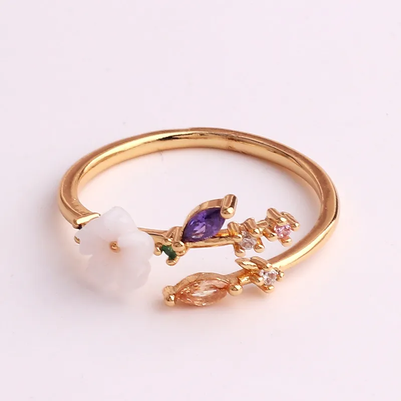 Copper Micro-set Colored Zircon Heart-shaped Ring For Women - Style 4