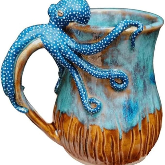 Home Dark Blue Octopus Resin Mark Coffee Cup 4