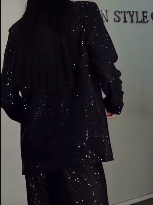 Womens Relaxed-fit High-end Autumnwinter Set With A Starry Sequin Design 5