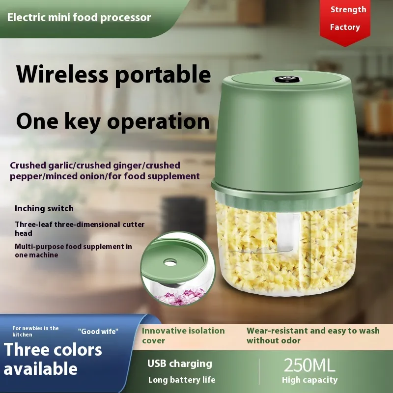 USB Rechargeable Electric Garlic Press Portable Wireless Food Chopper Mini Complementary Food Mixer Kitchen Gadgets – image 6